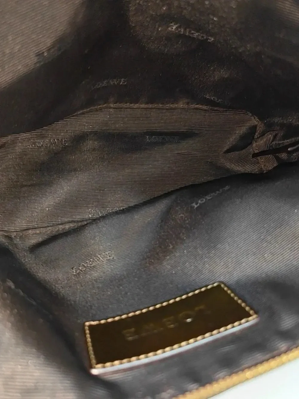 Loewe Dark Brown Patent Cosmetic Pouch with Enamel Charms